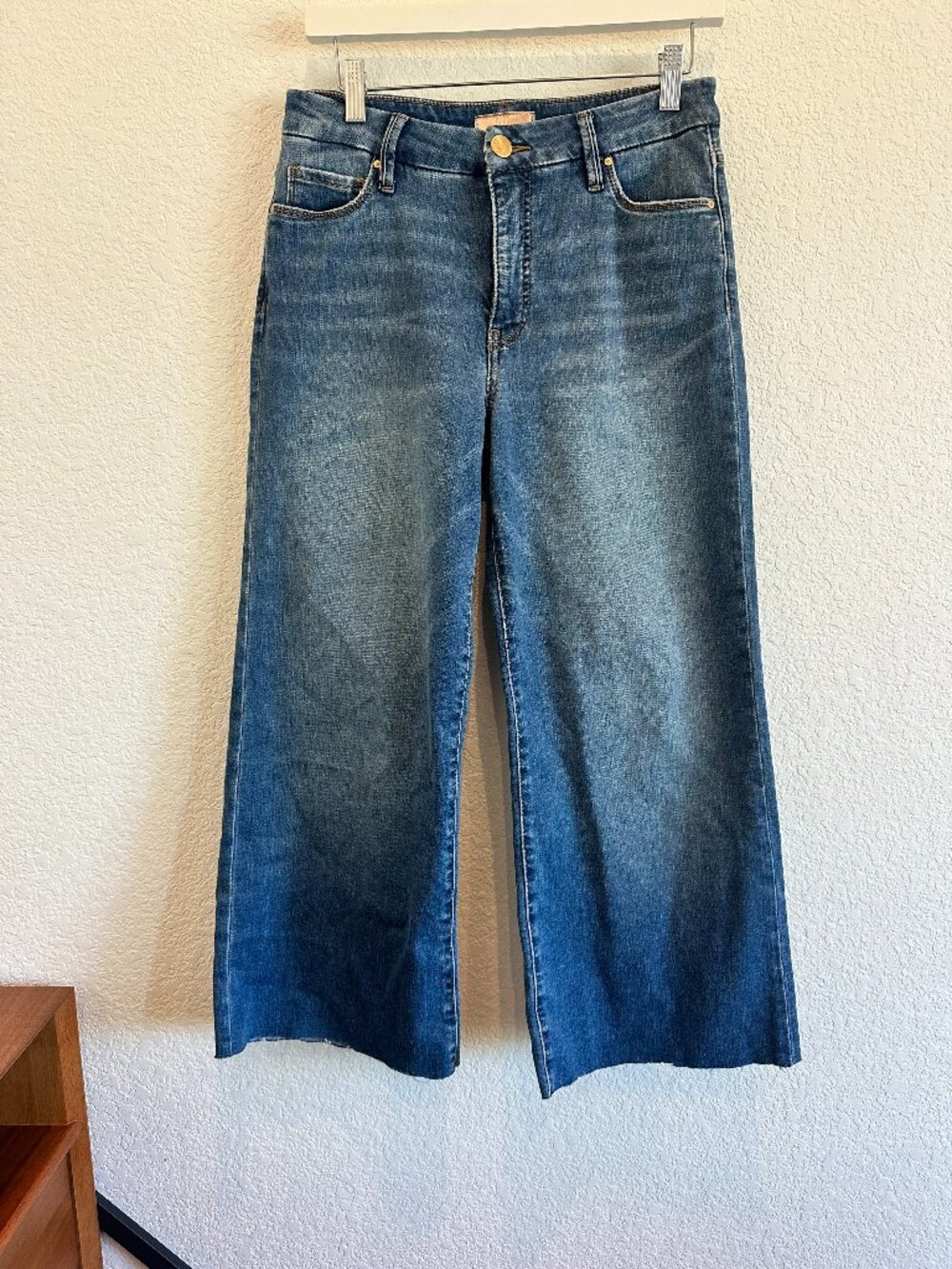 EUC Kut Meg Fab Ab Wide Legged Cropped Raw Hem Denim, 4